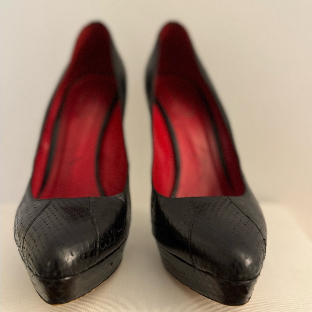 Cesare Paciotti Black Python Platform Pumps Still… - image 2